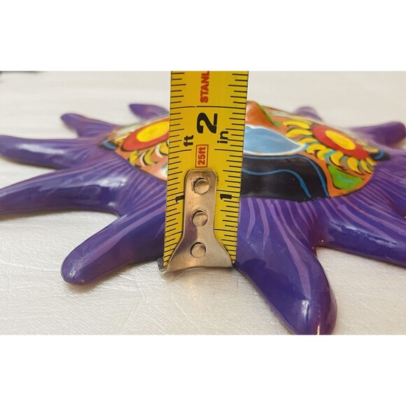 Talavera Sun Face Wall Art – 10"x10" Hand Painted Mexican Pottery Folk Art - Picture 6 of 7